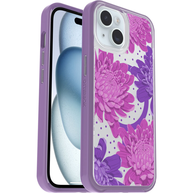 product image 1 - iPhone 13, iPhone 14 e iPhone 15 Custodia Symmetry Series Clear per MagSafe Fluttering Flora