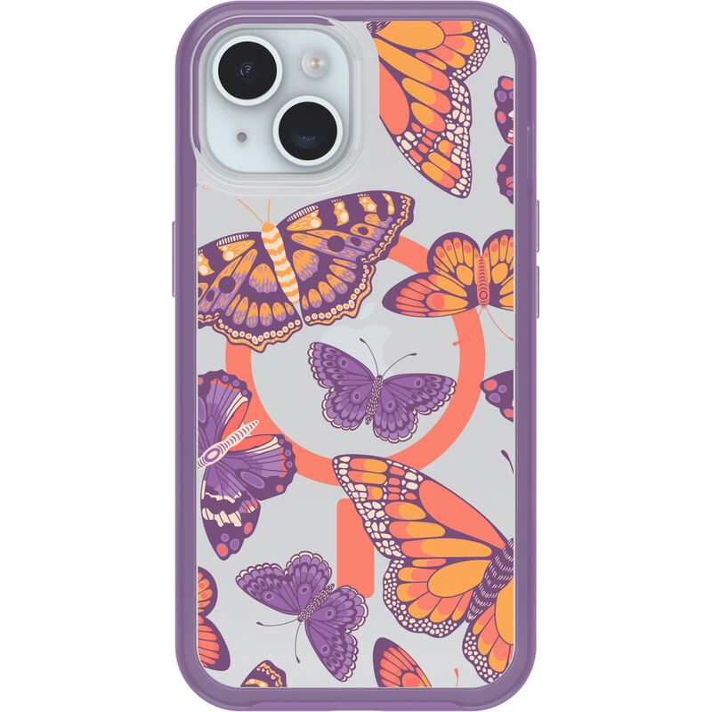 product image 2 - iPhone 13, iPhone 14 e iPhone 15 Custodia Symmetry Series Clear per MagSafe Fluttering Flora