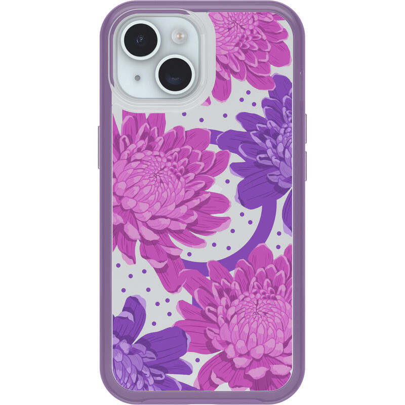 product image 2 - iPhone 13, iPhone 14 e iPhone 15 Custodia Symmetry Series Clear per MagSafe Fluttering Flora