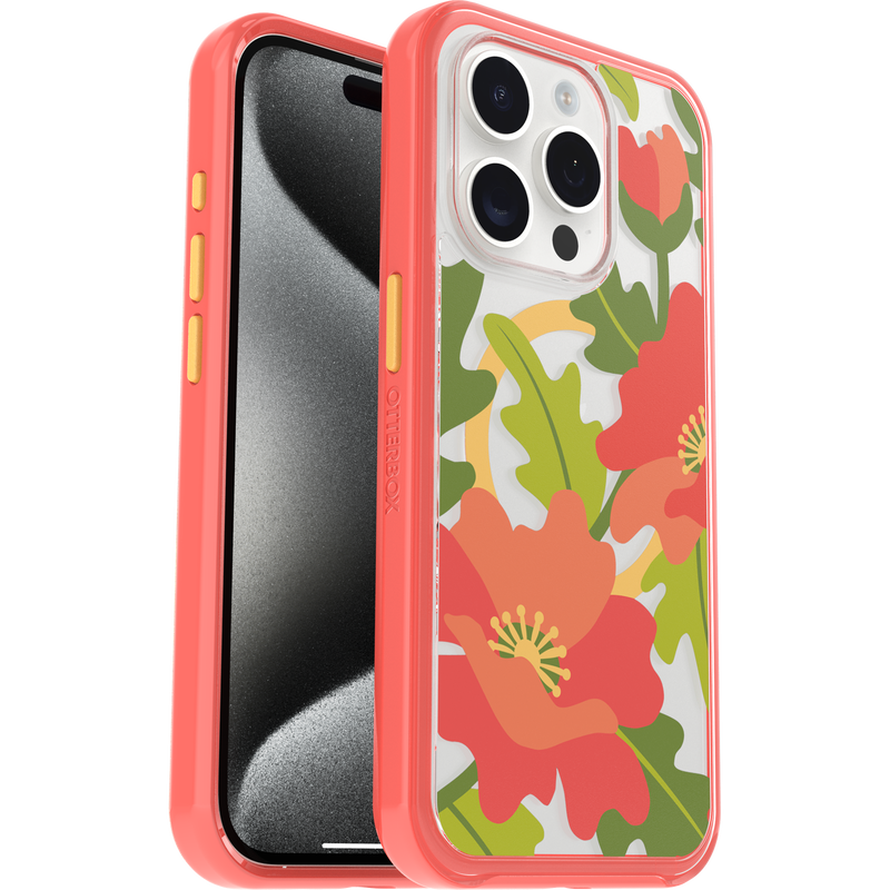 product image 1 - iPhone 15 Pro Custodia Symmetry Series Clear per MagSafe Fluttering Flora